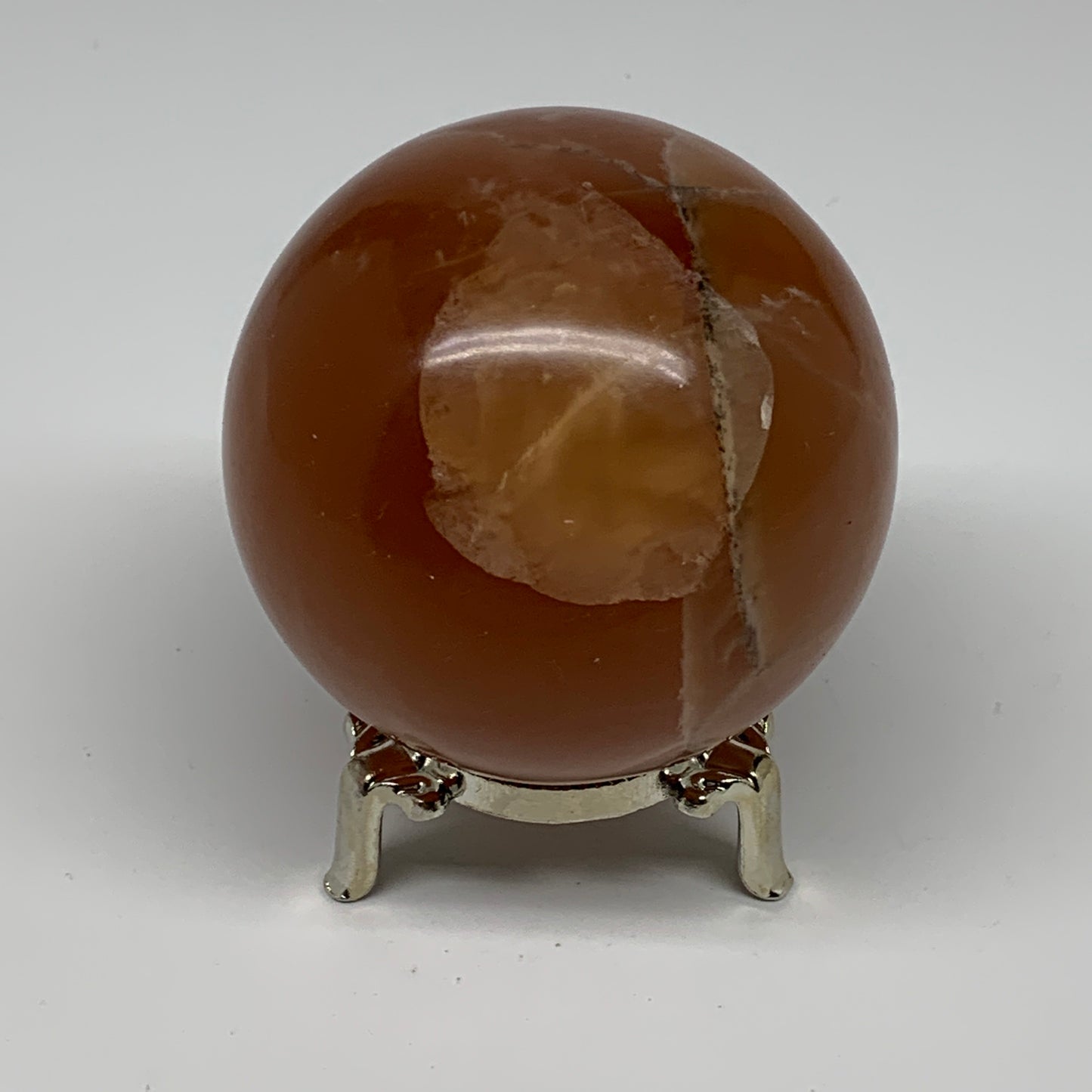 568g,2.9"(73mm) Honey Calcite Sphere Gemstone,Healing Crystal,B26148