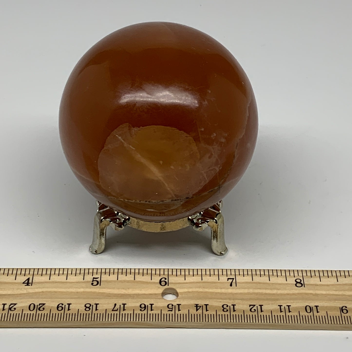 568g,2.9"(73mm) Honey Calcite Sphere Gemstone,Healing Crystal,B26148