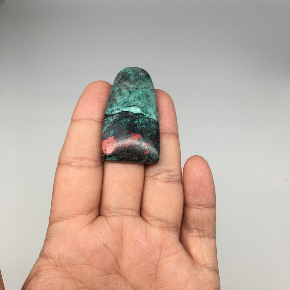 17.6g, 1.8"x1"x7mm Sonora Sunset Chrysocolla Cuprite Cabochon @Mexico,SC348