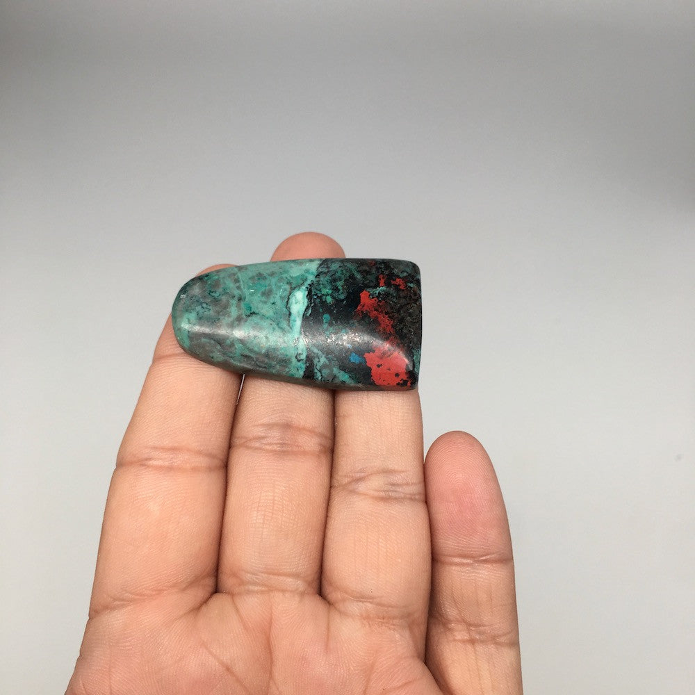 17.6g, 1.8"x1"x7mm Sonora Sunset Chrysocolla Cuprite Cabochon @Mexico,SC348