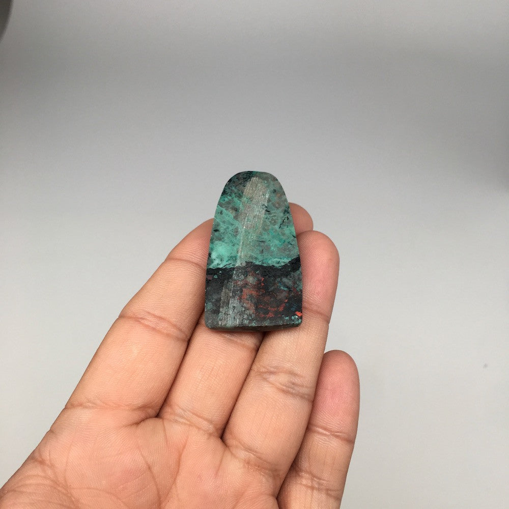 17.6g, 1.8"x1"x7mm Sonora Sunset Chrysocolla Cuprite Cabochon @Mexico,SC348