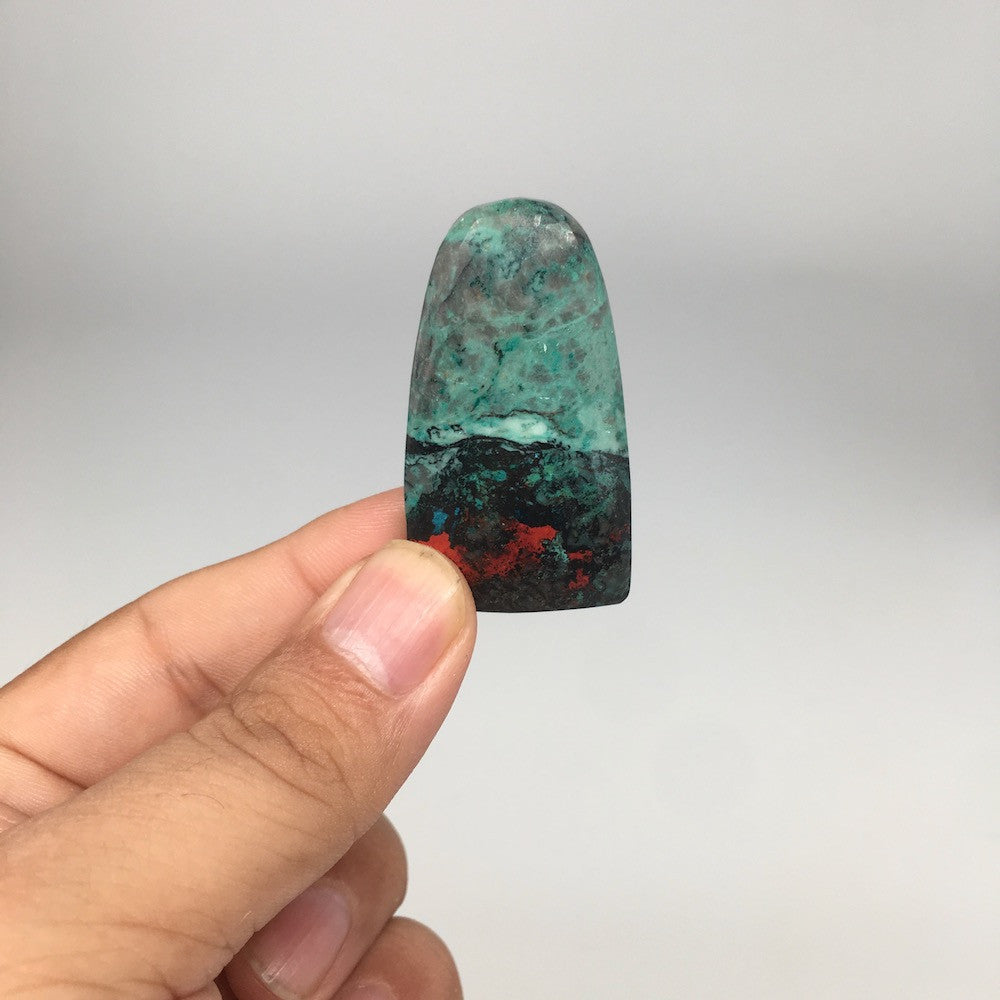 17.6g, 1.8"x1"x7mm Sonora Sunset Chrysocolla Cuprite Cabochon @Mexico,SC348