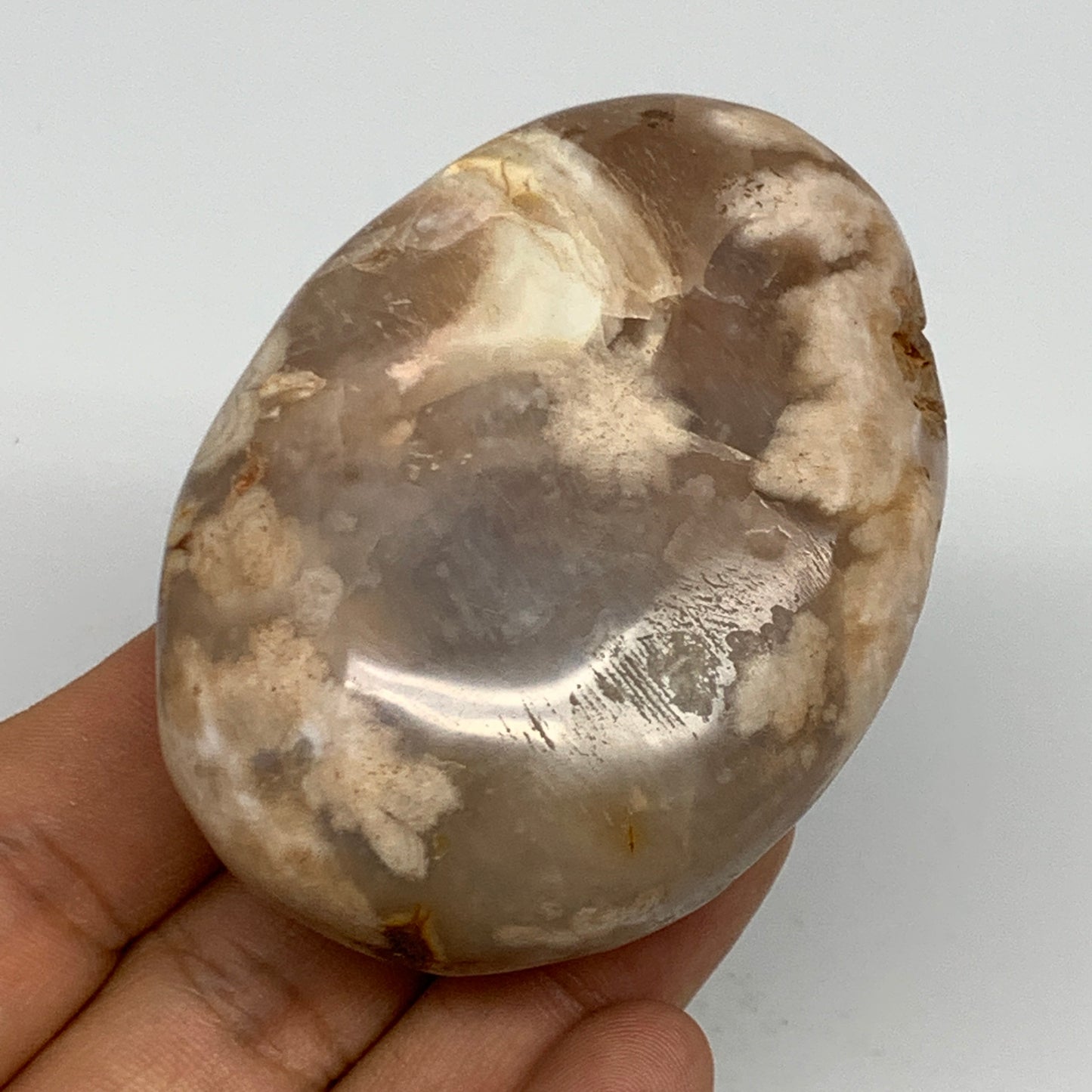 141.6g,2.7"x2"x1.2", Flower Agate Palm-Stone Crystal Reiki @Madagascar,B16153