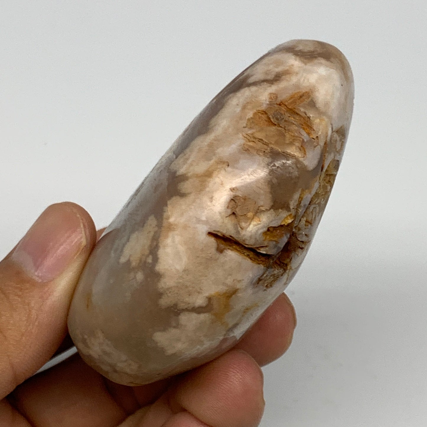 141.6g,2.7"x2"x1.2", Flower Agate Palm-Stone Crystal Reiki @Madagascar,B16153