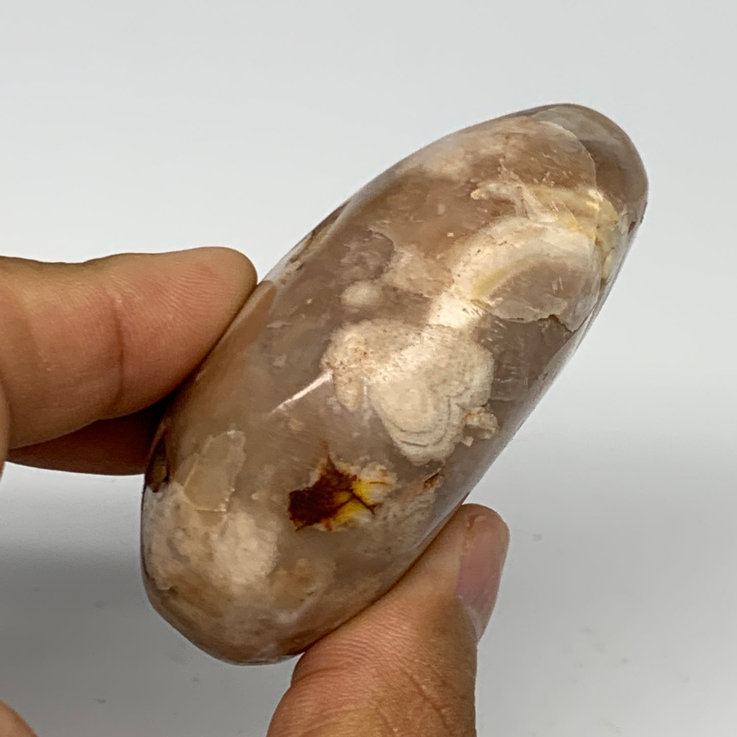 141.6g,2.7"x2"x1.2", Flower Agate Palm-Stone Crystal Reiki @Madagascar,B16153