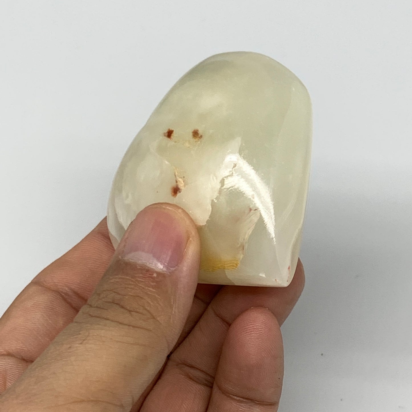 102.3g, 2.2"x2.3"x1" Natural Green Onyx Heart Polished Healing Crystal, B7635