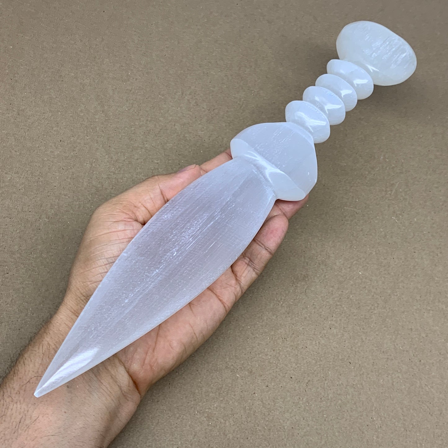 435g,13.75"x2.2"x0.9"Natural Selenite Crystal Knife (Satin Spar) @Morocco,B24099