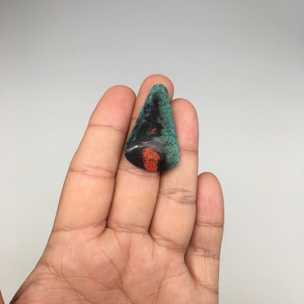 7.9g, 1.45"x0.9"x7mm Sonora Sunset Chrysocolla Cuprite Cabochon @Mexico,SC363 - watangem.com