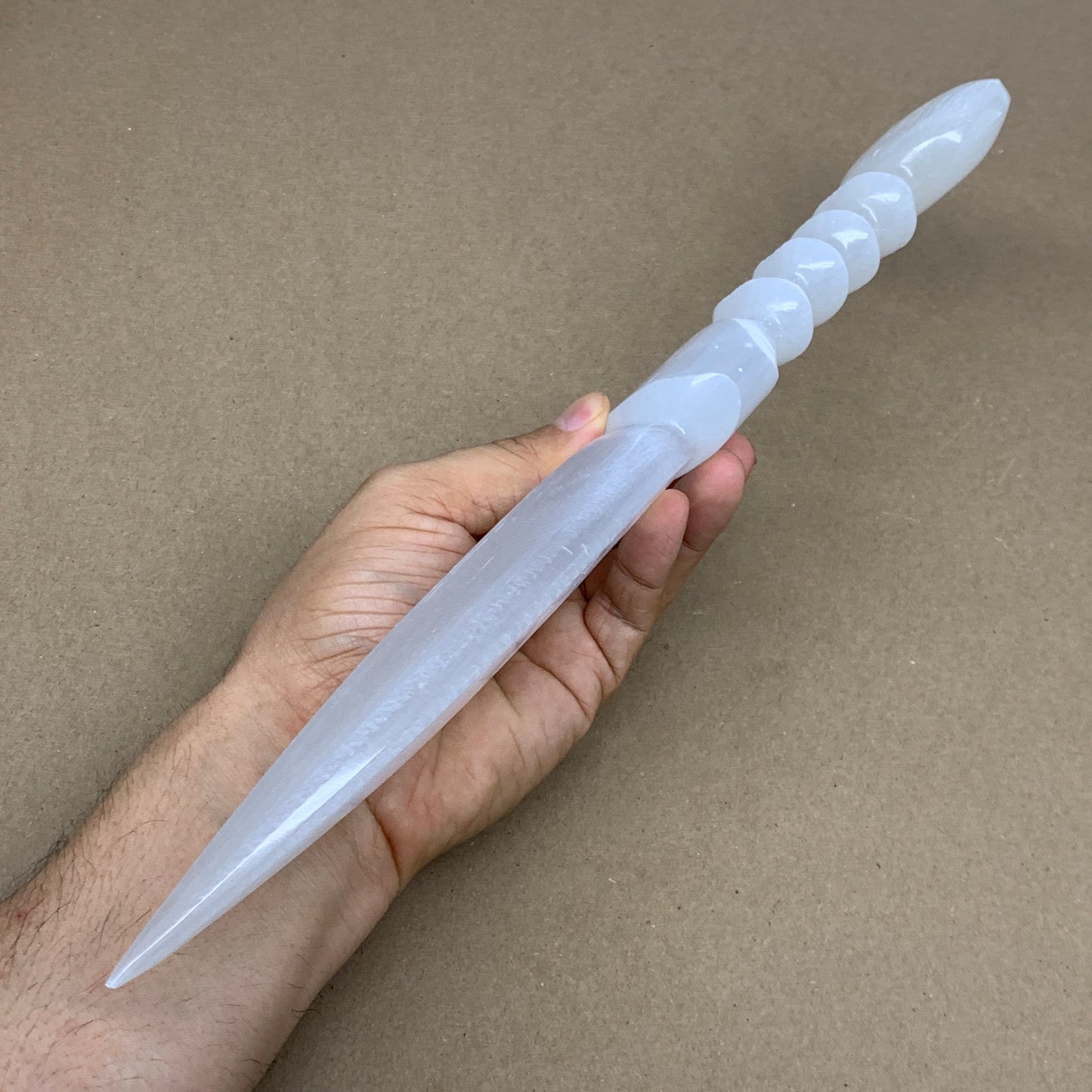 435g,13.75"x2.2"x0.9"Natural Selenite Crystal Knife (Satin Spar) @Morocco,B24099