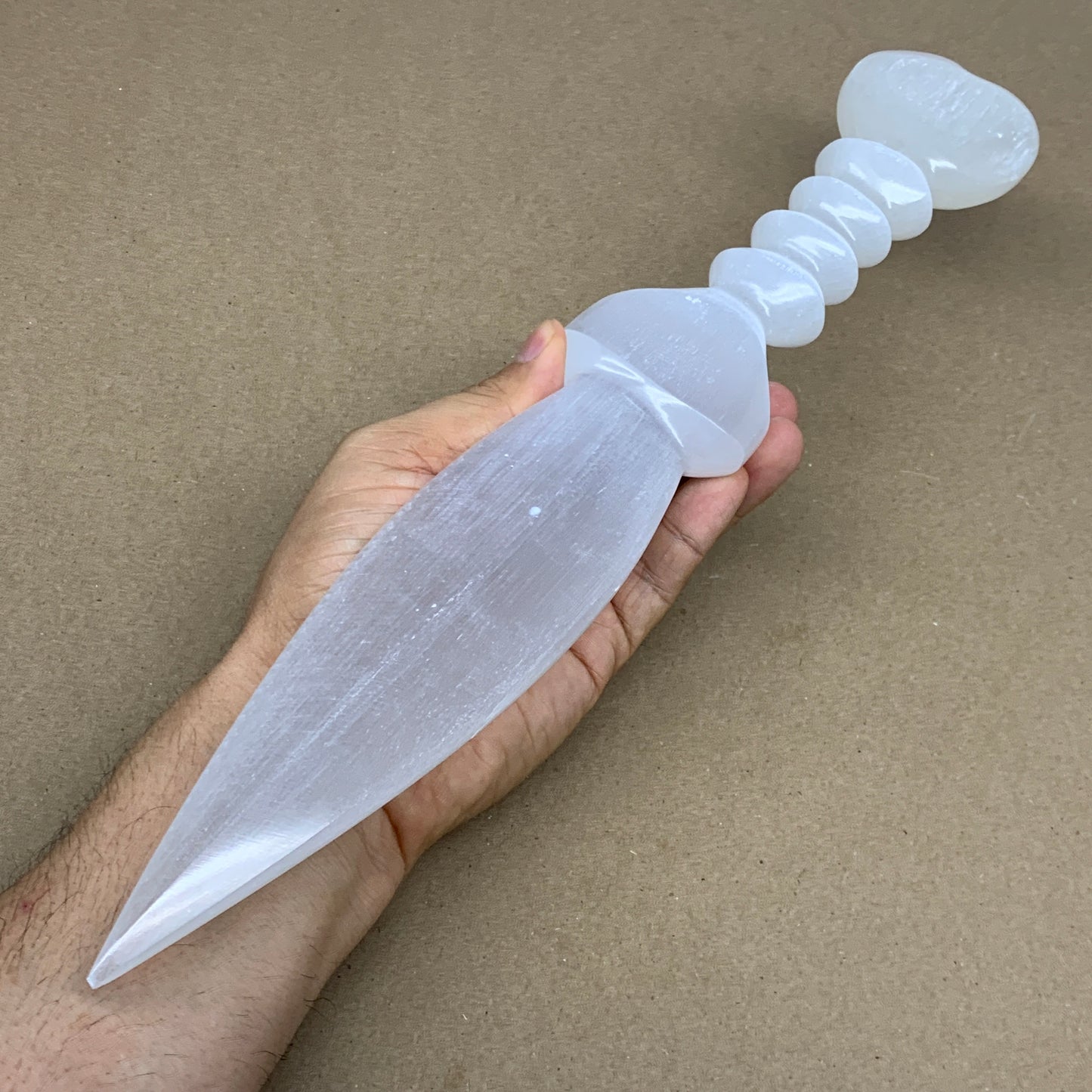 435g,13.75"x2.2"x0.9"Natural Selenite Crystal Knife (Satin Spar) @Morocco,B24099