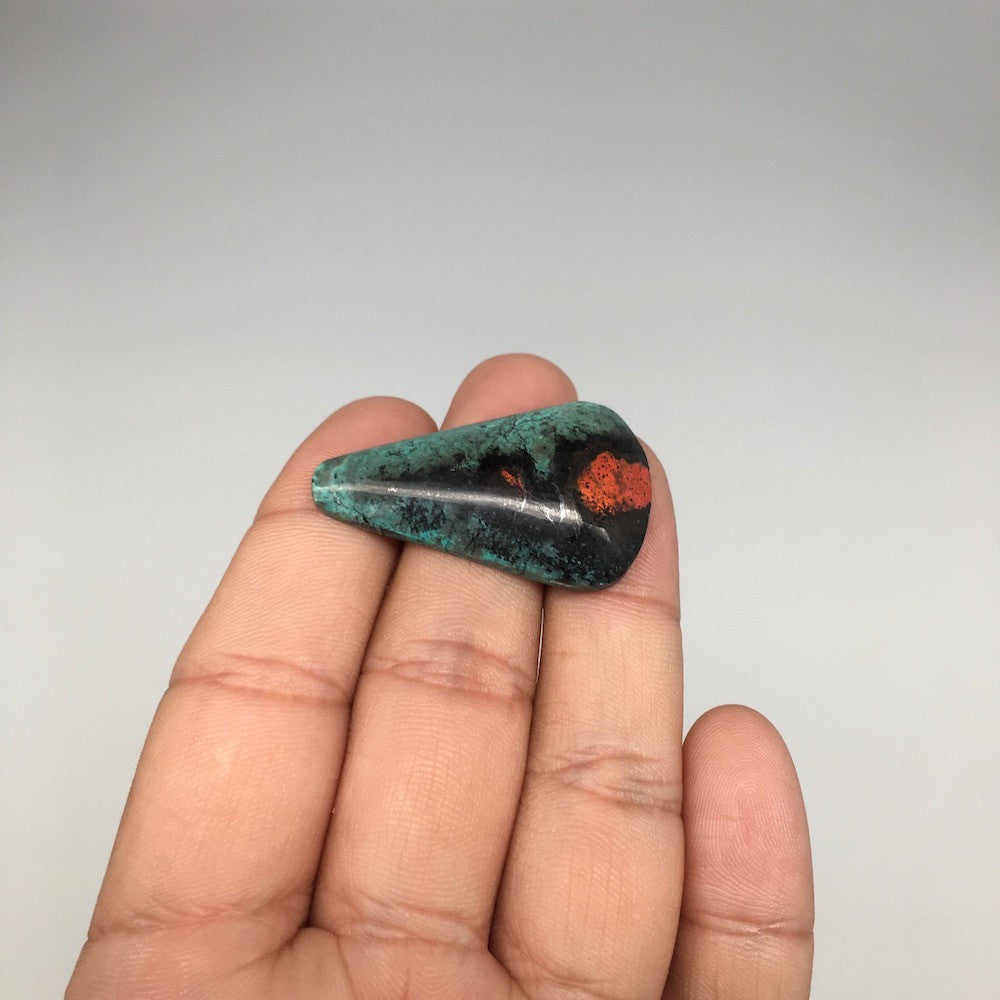 7.9g, 1.45"x0.9"x7mm Sonora Sunset Chrysocolla Cuprite Cabochon @Mexico,SC363 - watangem.com