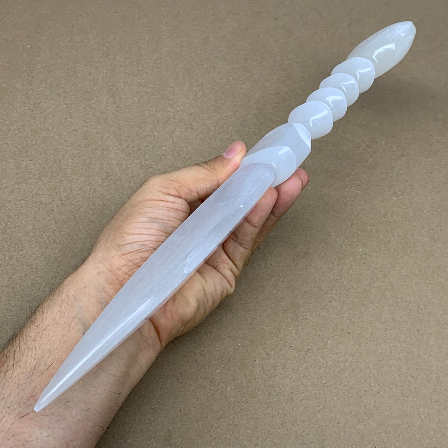 435g,13.75"x2.2"x0.9"Natural Selenite Crystal Knife (Satin Spar) @Morocco,B24099