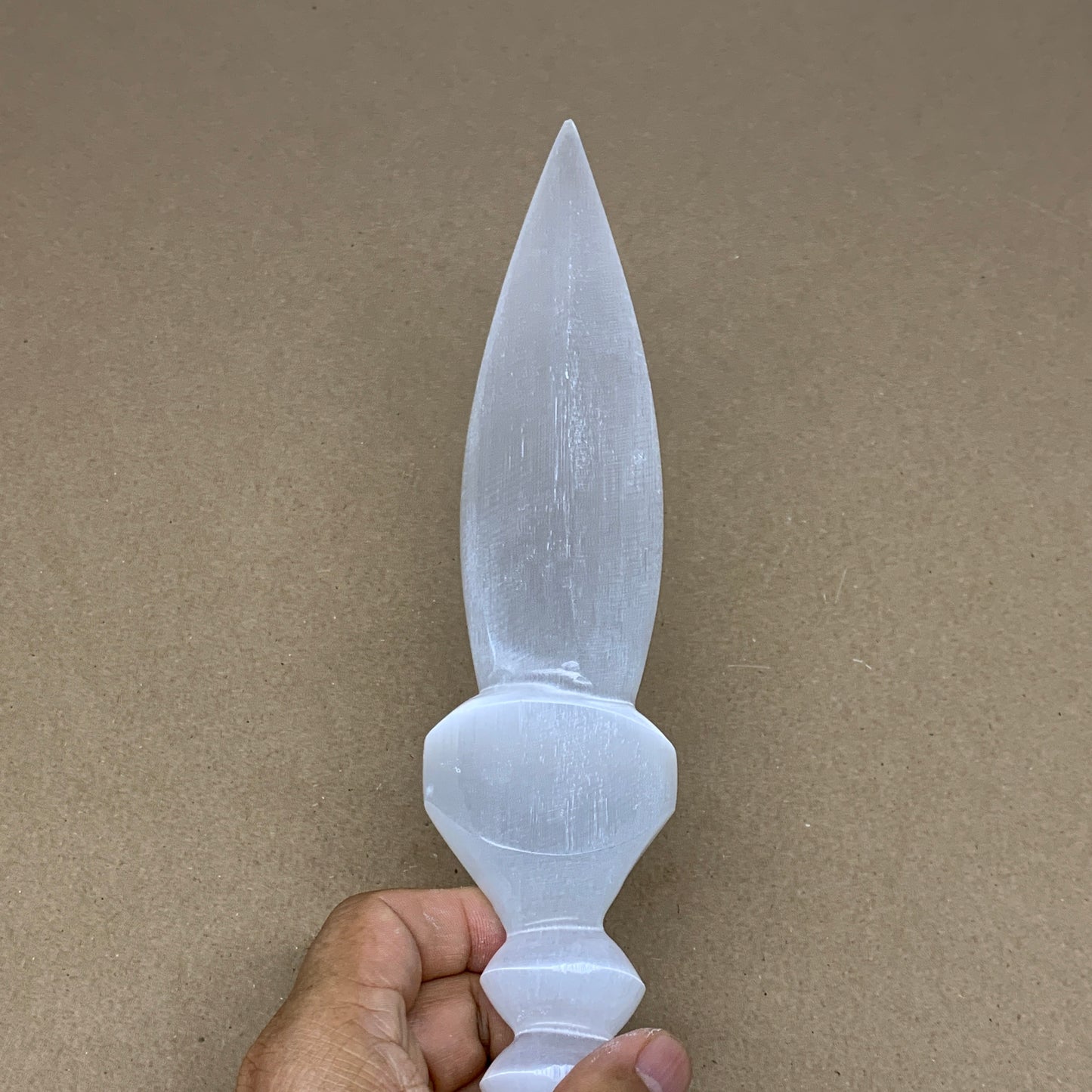 435g,13.75"x2.2"x0.9"Natural Selenite Crystal Knife (Satin Spar) @Morocco,B24099