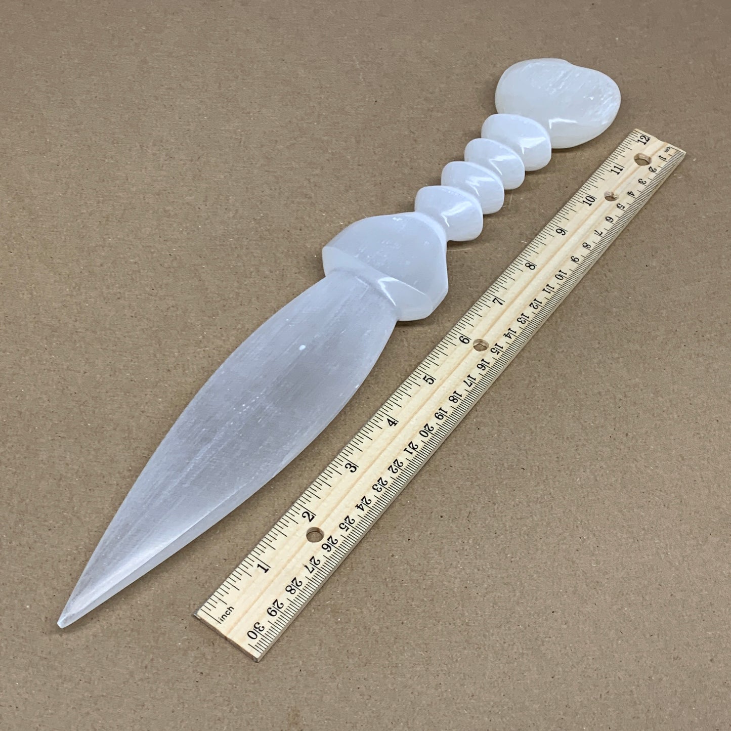 435g,13.75"x2.2"x0.9"Natural Selenite Crystal Knife (Satin Spar) @Morocco,B24099