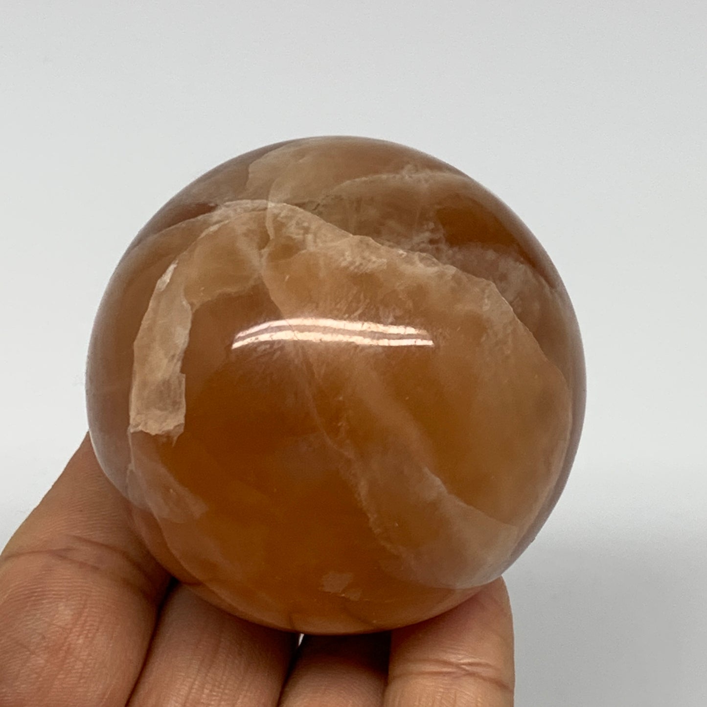 267.6g,2.3"(57mm) Honey Calcite Sphere Gemstone,Healing Crystal,B26161