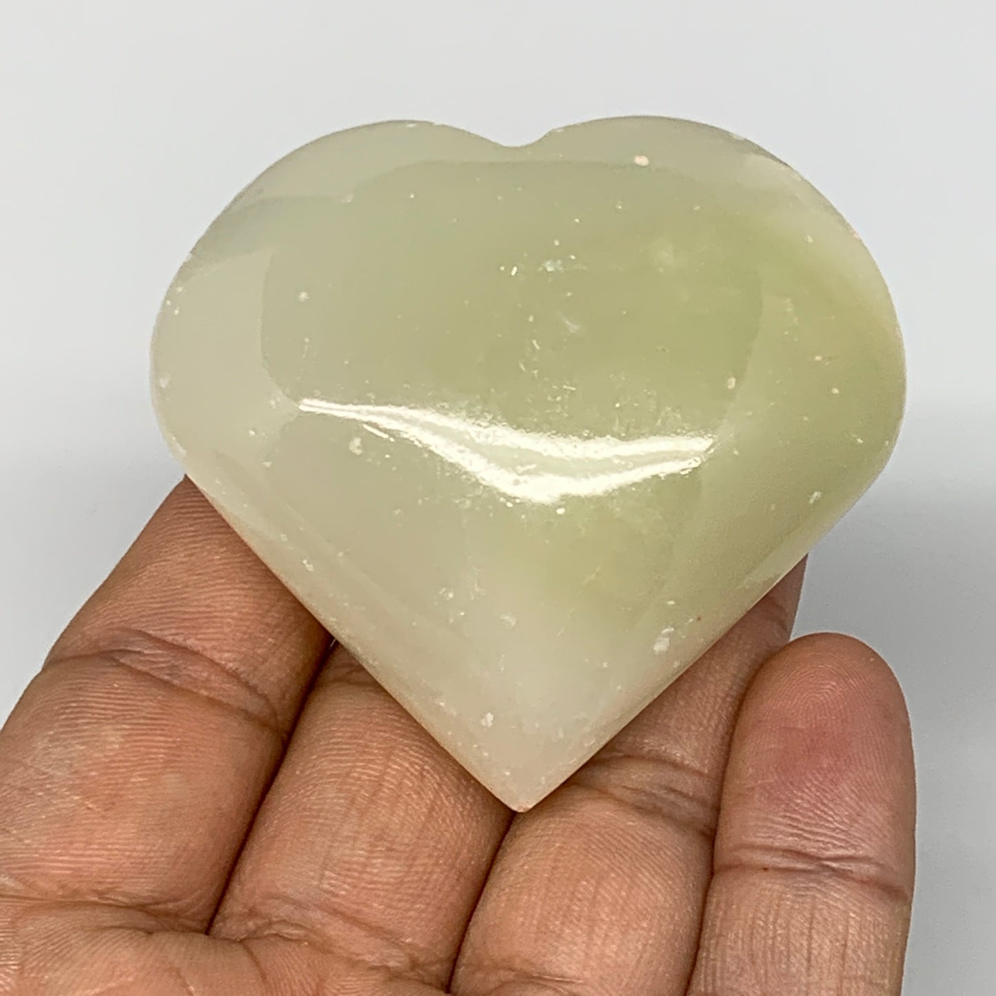 96.9g, 2.1"x2.3"x1" Natural Green Onyx Heart Polished Healing Crystal, B7647