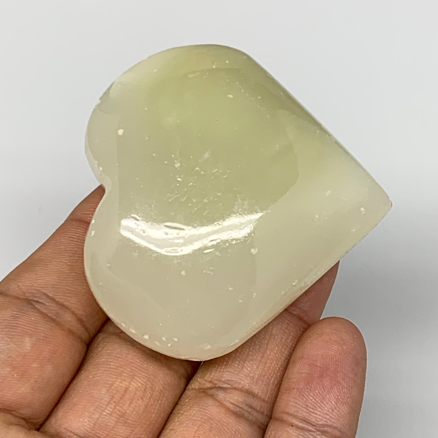 96.9g, 2.1"x2.3"x1" Natural Green Onyx Heart Polished Healing Crystal, B7647