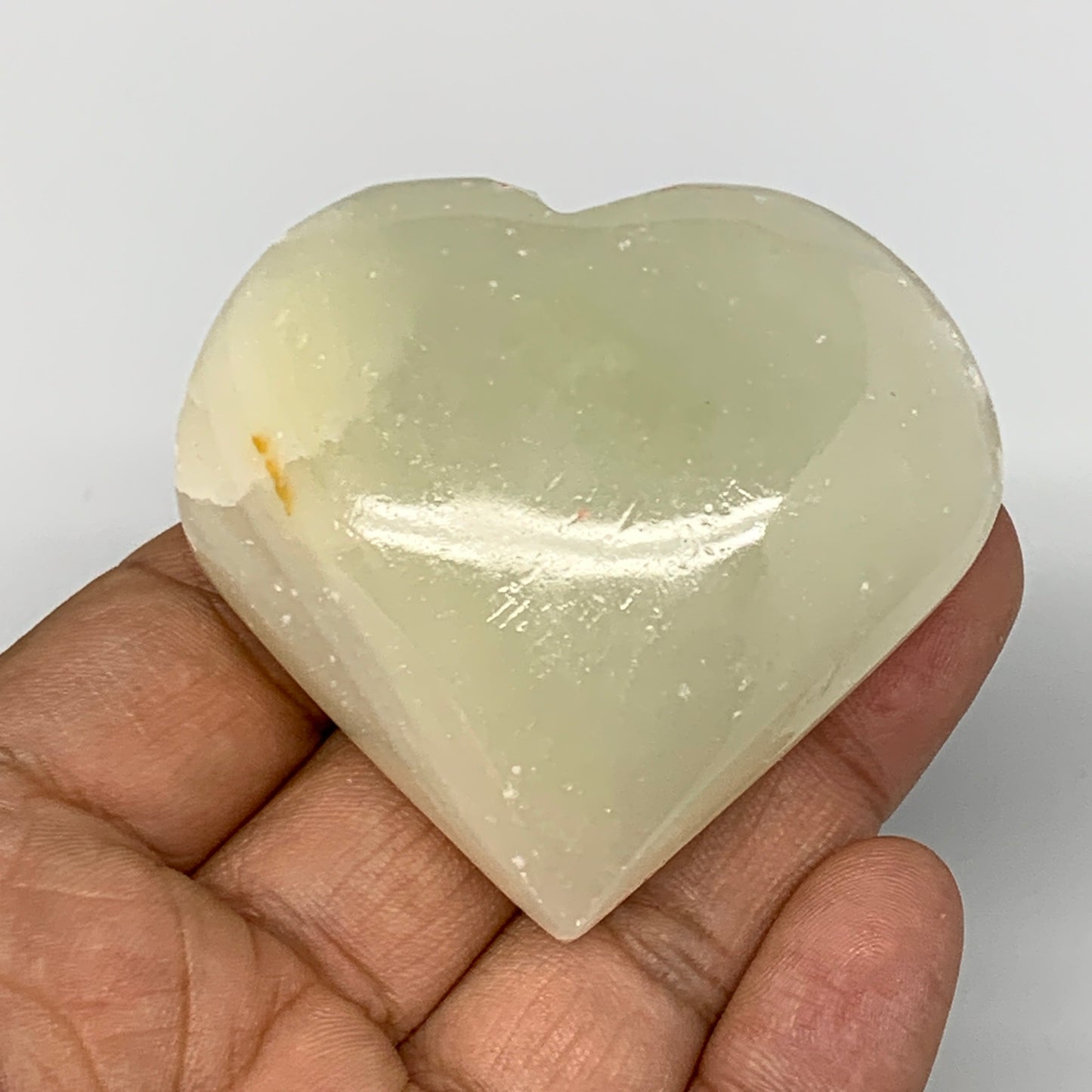 96.9g, 2.1"x2.3"x1" Natural Green Onyx Heart Polished Healing Crystal, B7647