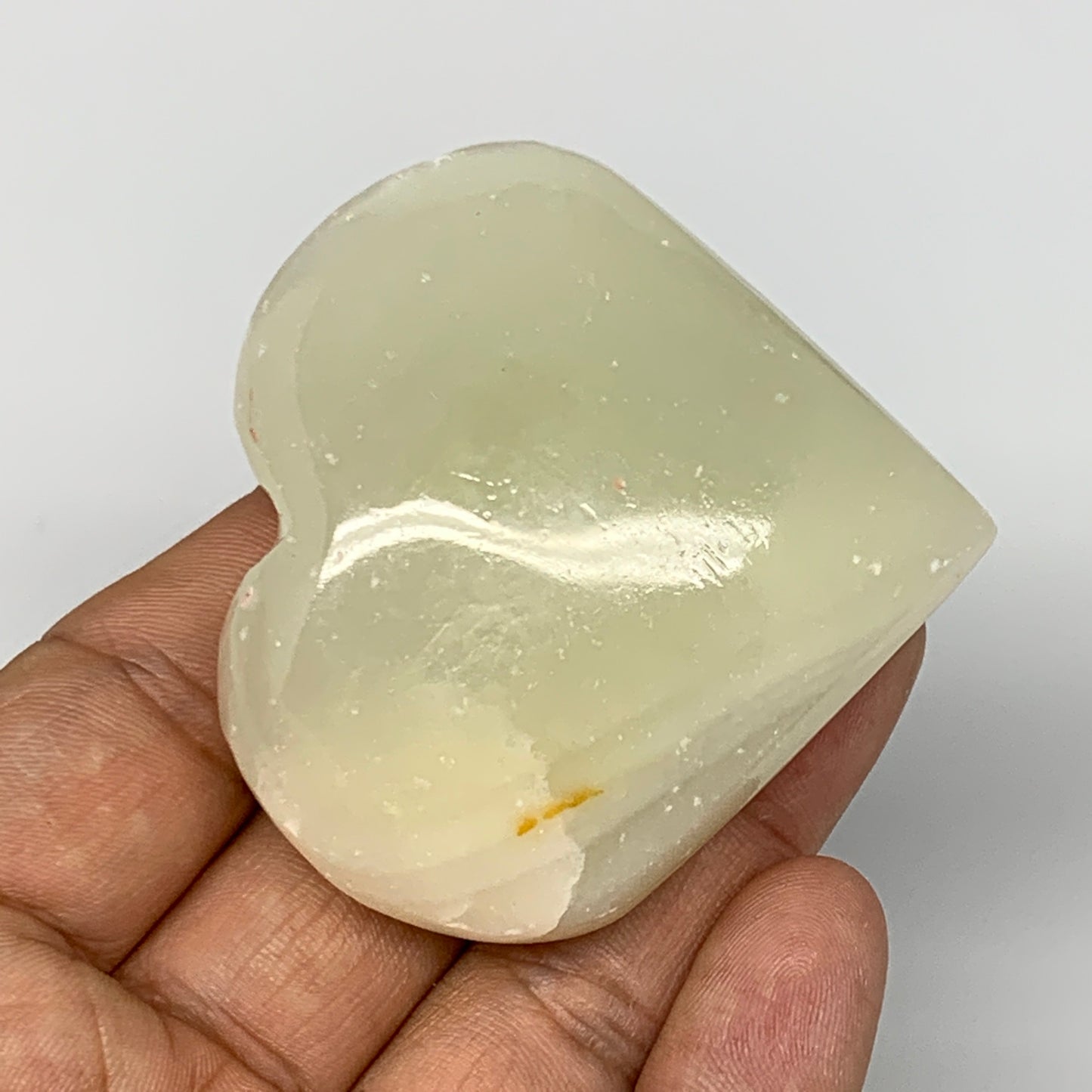 96.9g, 2.1"x2.3"x1" Natural Green Onyx Heart Polished Healing Crystal, B7647