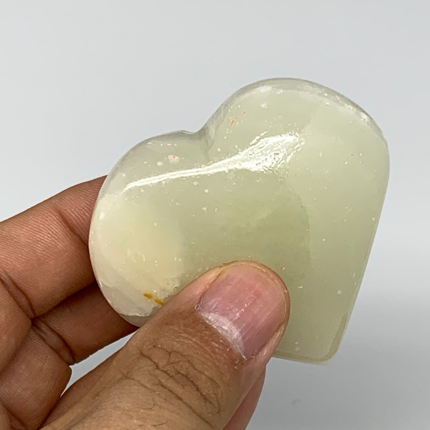 96.9g, 2.1"x2.3"x1" Natural Green Onyx Heart Polished Healing Crystal, B7647