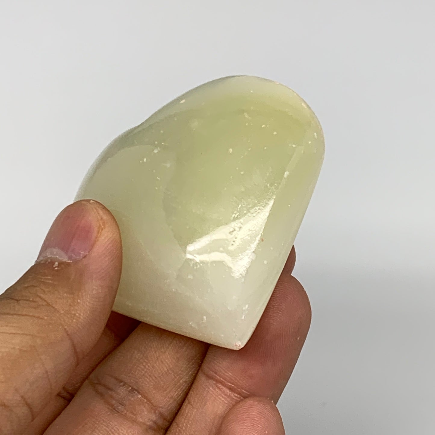 96.9g, 2.1"x2.3"x1" Natural Green Onyx Heart Polished Healing Crystal, B7647