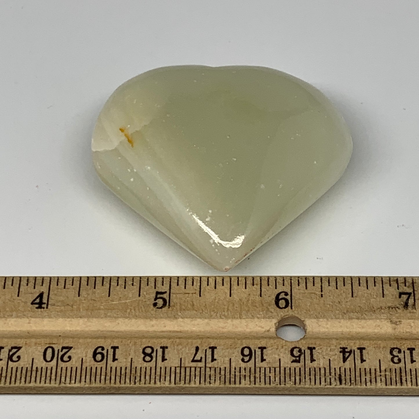96.9g, 2.1"x2.3"x1" Natural Green Onyx Heart Polished Healing Crystal, B7647