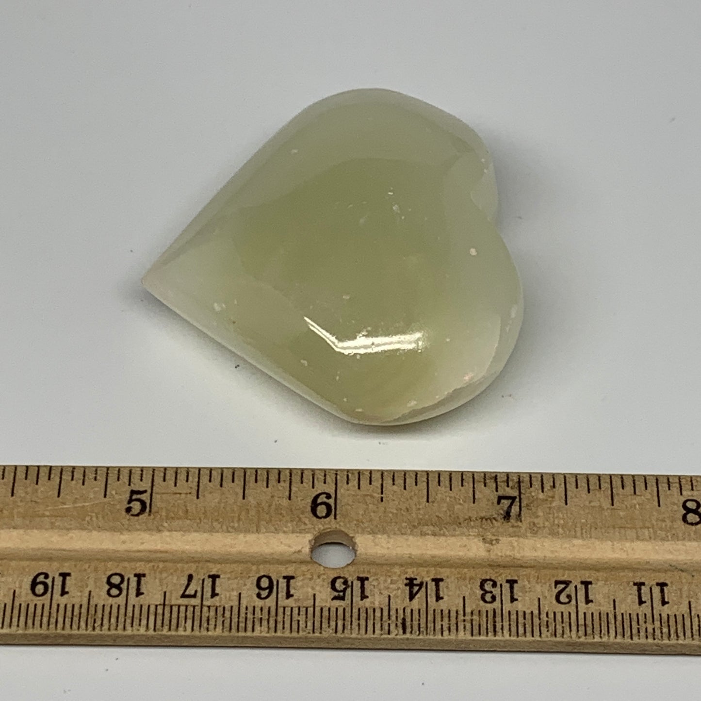 96.9g, 2.1"x2.3"x1" Natural Green Onyx Heart Polished Healing Crystal, B7647