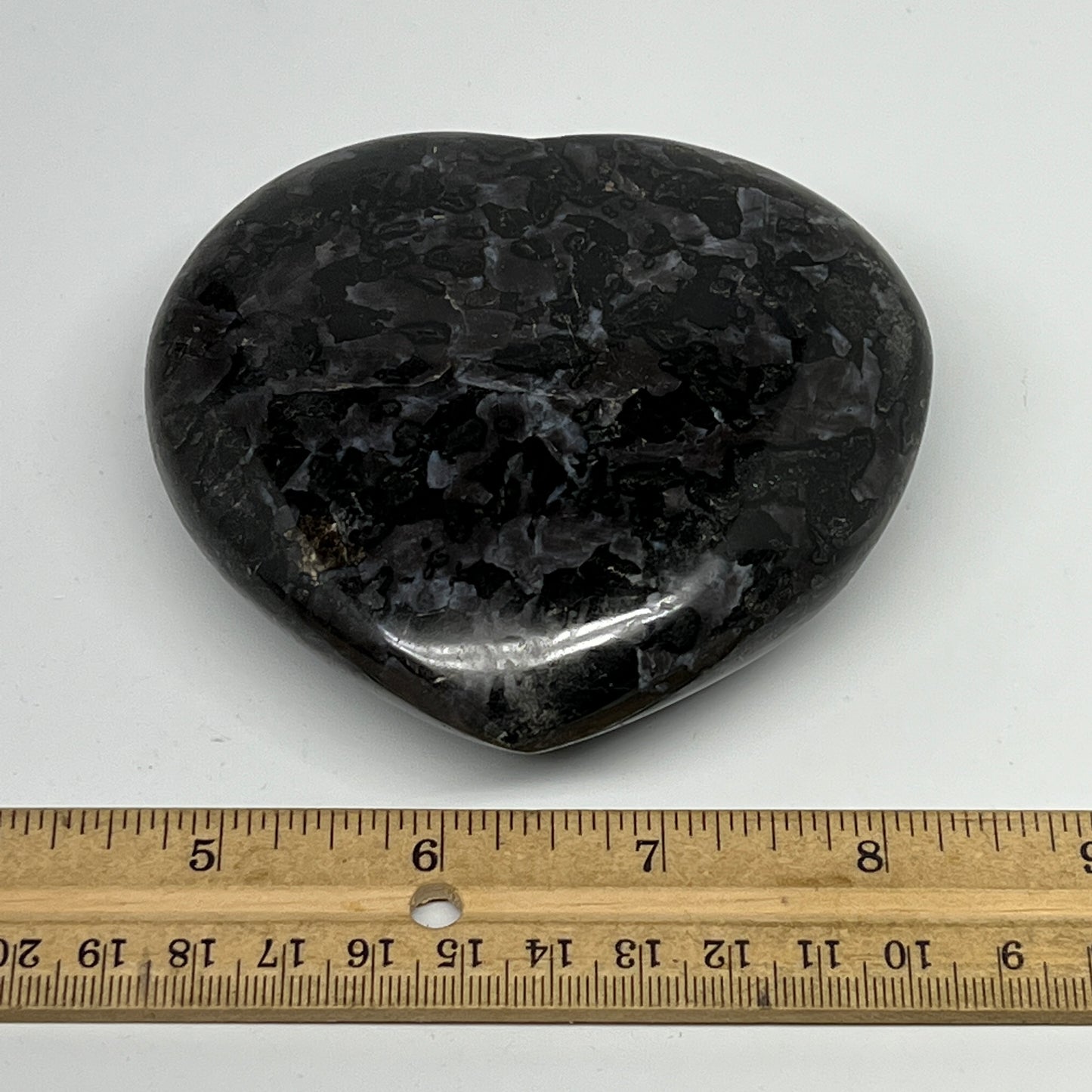 469.3g,3.6"x3.7"x1.3" Indigo Gabro Merlinite Heart Gemstone @Madagascar,B19931