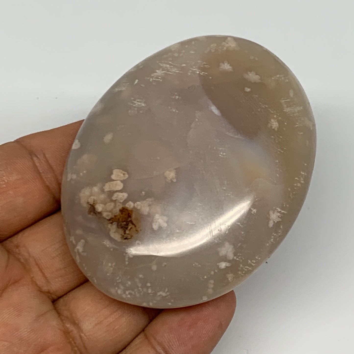 129.7g,2.8"x2"x1", Flower Agate Palm-Stone Crystal Reiki @Madagascar,B16171