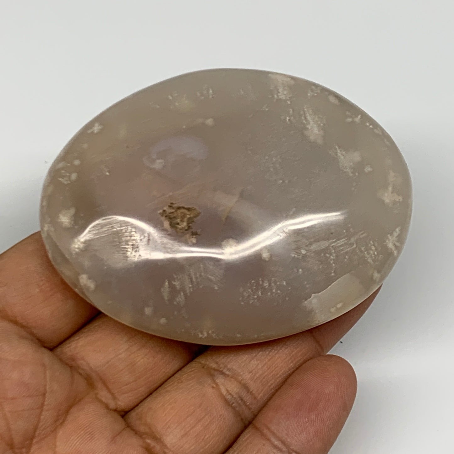 129.7g,2.8"x2"x1", Flower Agate Palm-Stone Crystal Reiki @Madagascar,B16171