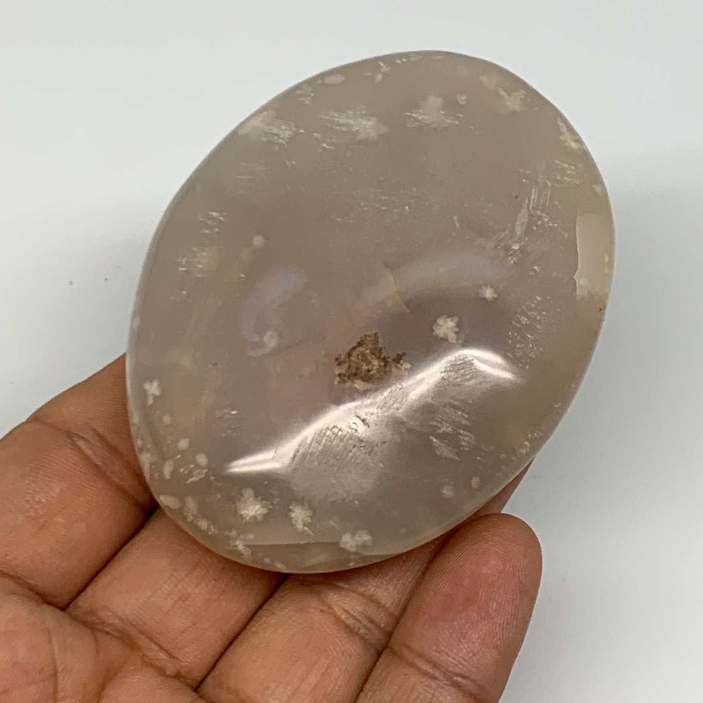 129.7g,2.8"x2"x1", Flower Agate Palm-Stone Crystal Reiki @Madagascar,B16171