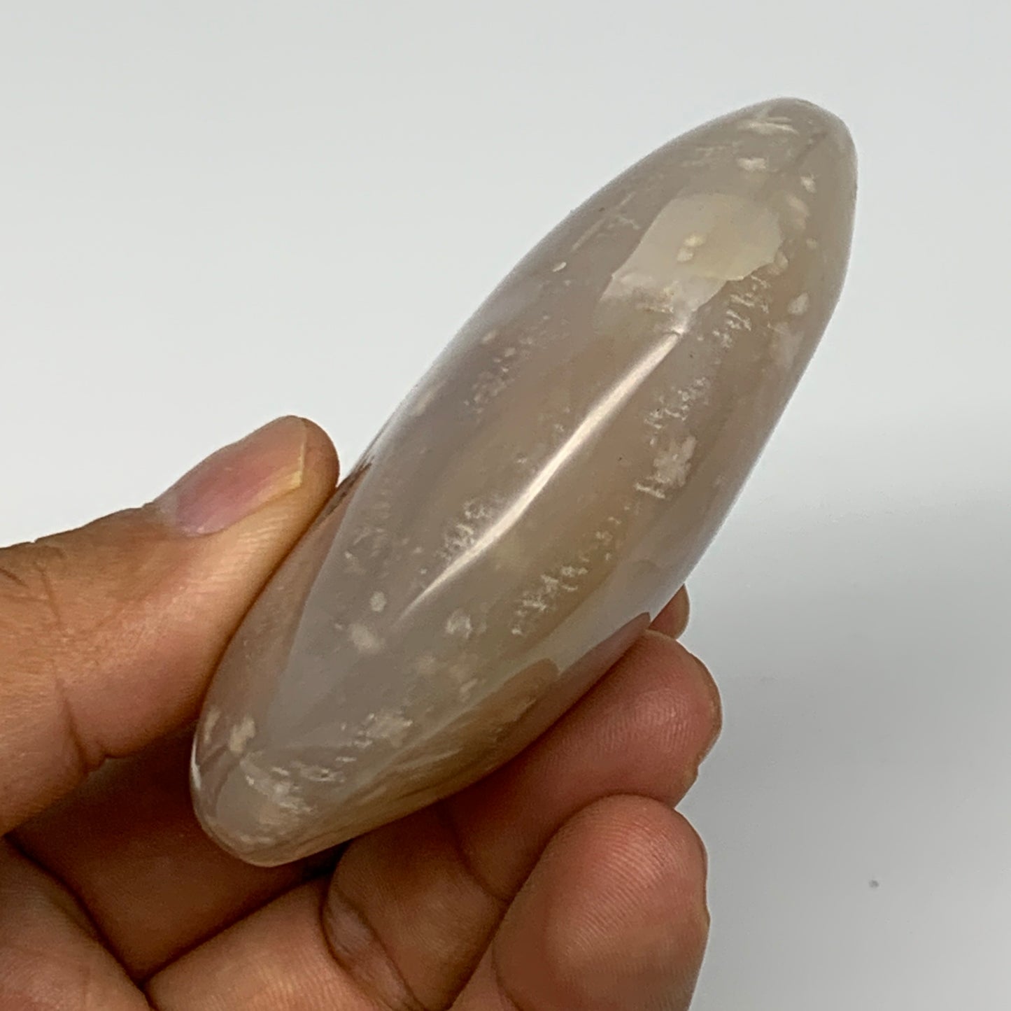 129.7g,2.8"x2"x1", Flower Agate Palm-Stone Crystal Reiki @Madagascar,B16171