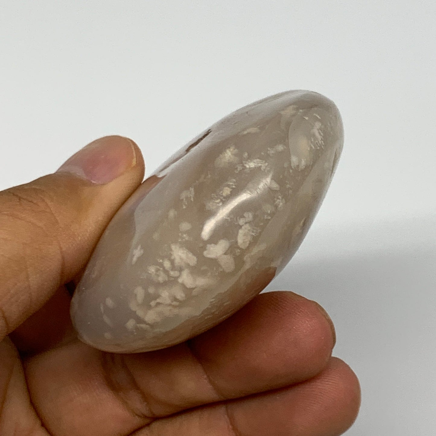 129.7g,2.8"x2"x1", Flower Agate Palm-Stone Crystal Reiki @Madagascar,B16171