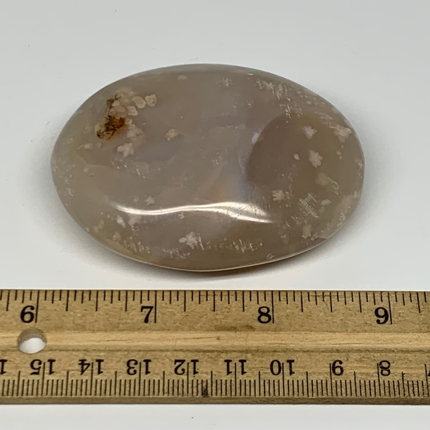 129.7g,2.8"x2"x1", Flower Agate Palm-Stone Crystal Reiki @Madagascar,B16171