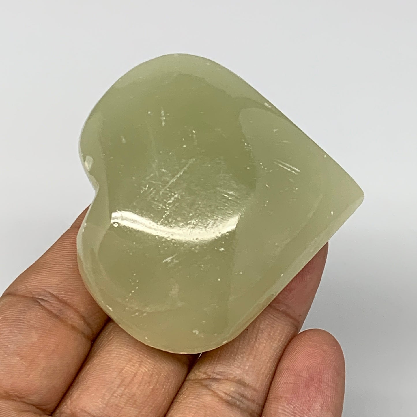 103.7g, 2.2"x2.4"x1" Natural Green Onyx Heart Polished Healing Crystal, B7655