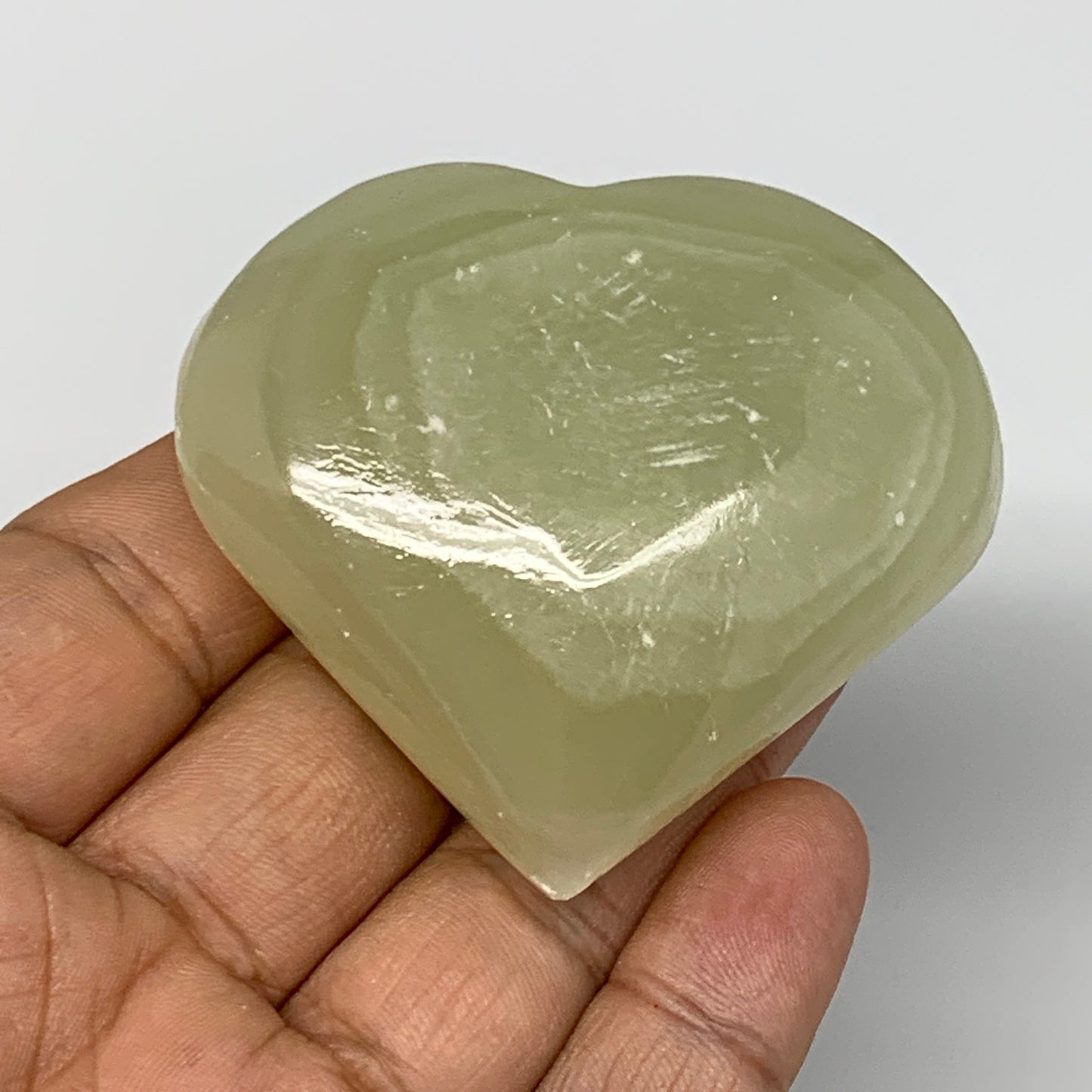 103.7g, 2.2"x2.4"x1" Natural Green Onyx Heart Polished Healing Crystal, B7655