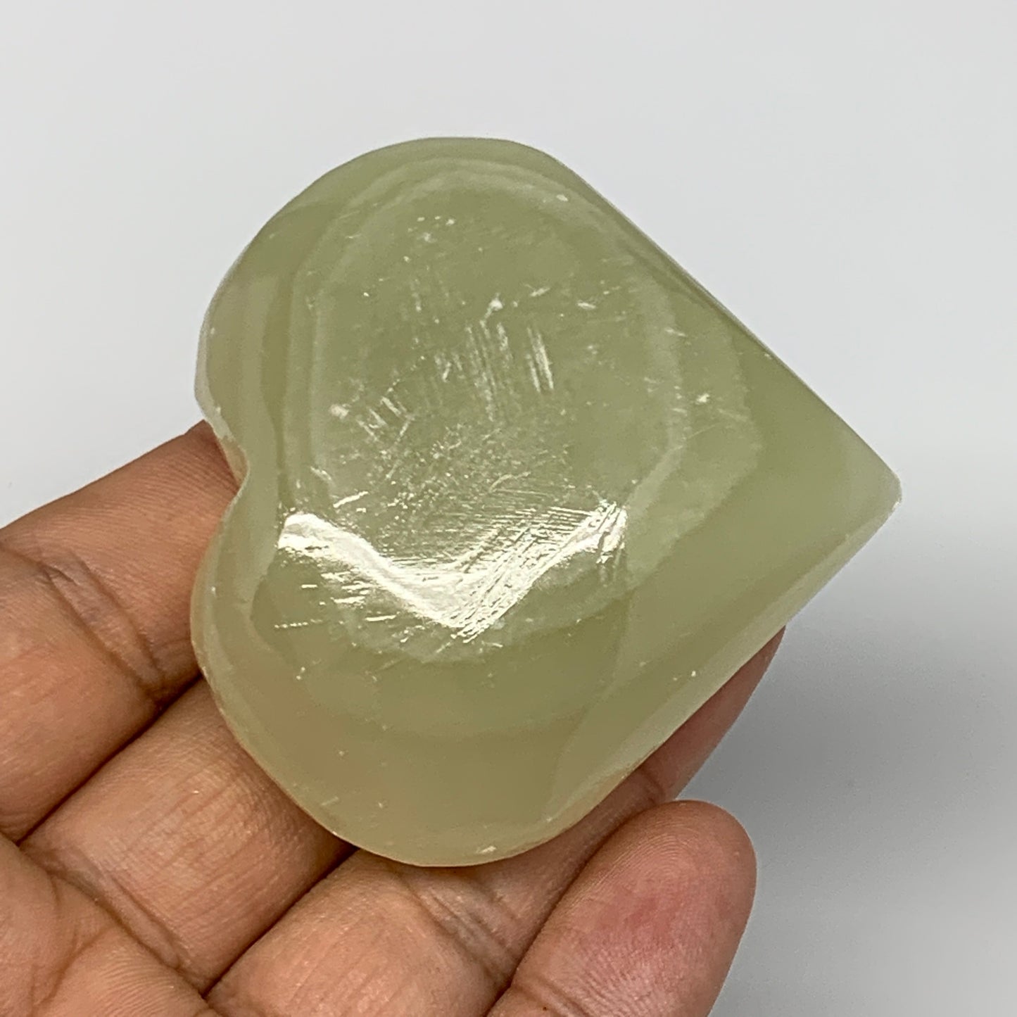 103.7g, 2.2"x2.4"x1" Natural Green Onyx Heart Polished Healing Crystal, B7655