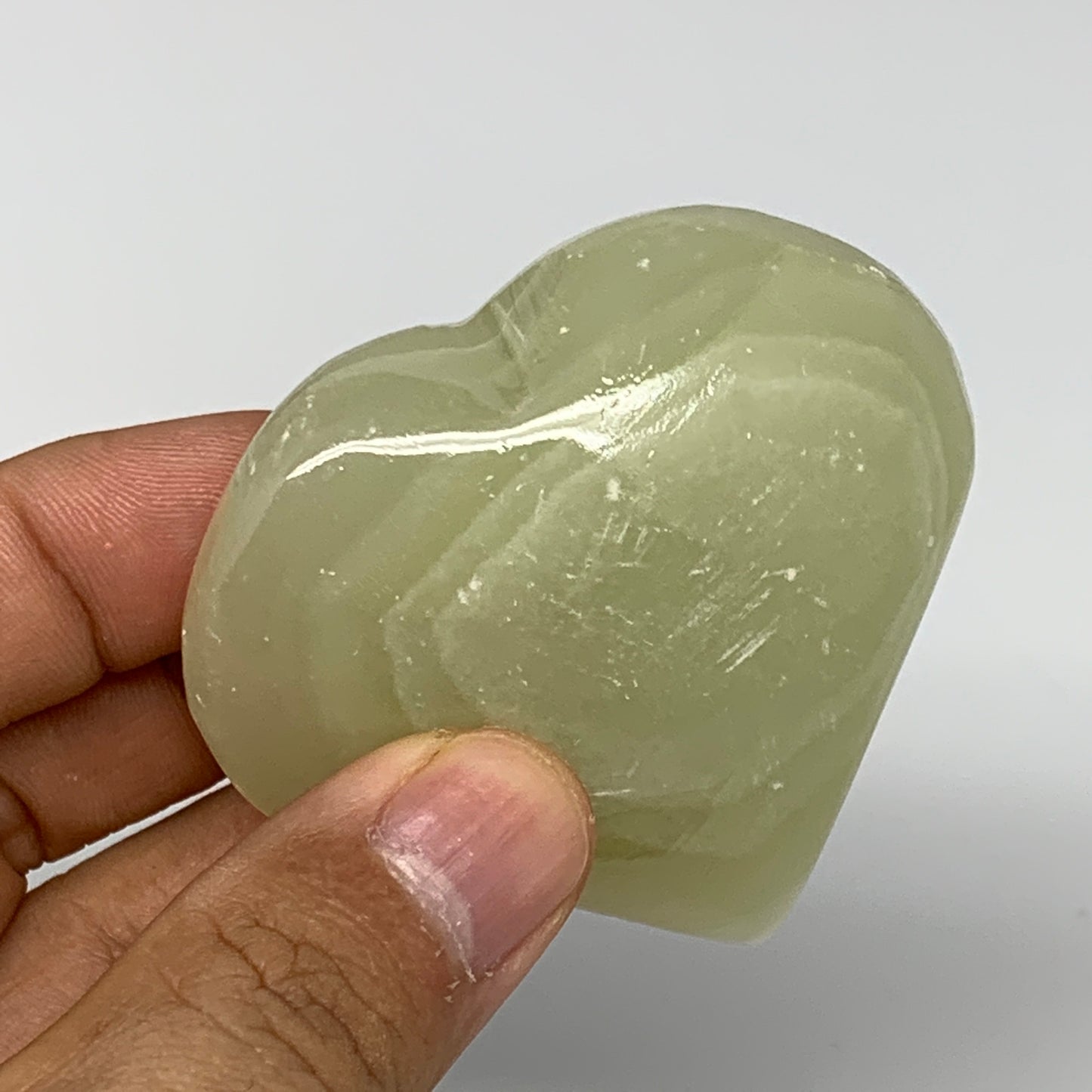 103.7g, 2.2"x2.4"x1" Natural Green Onyx Heart Polished Healing Crystal, B7655