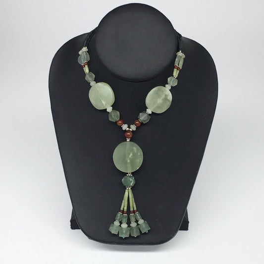 Green Serpentine Multi-Strand Bead Necklace,@Afghanistan 22"NPH55