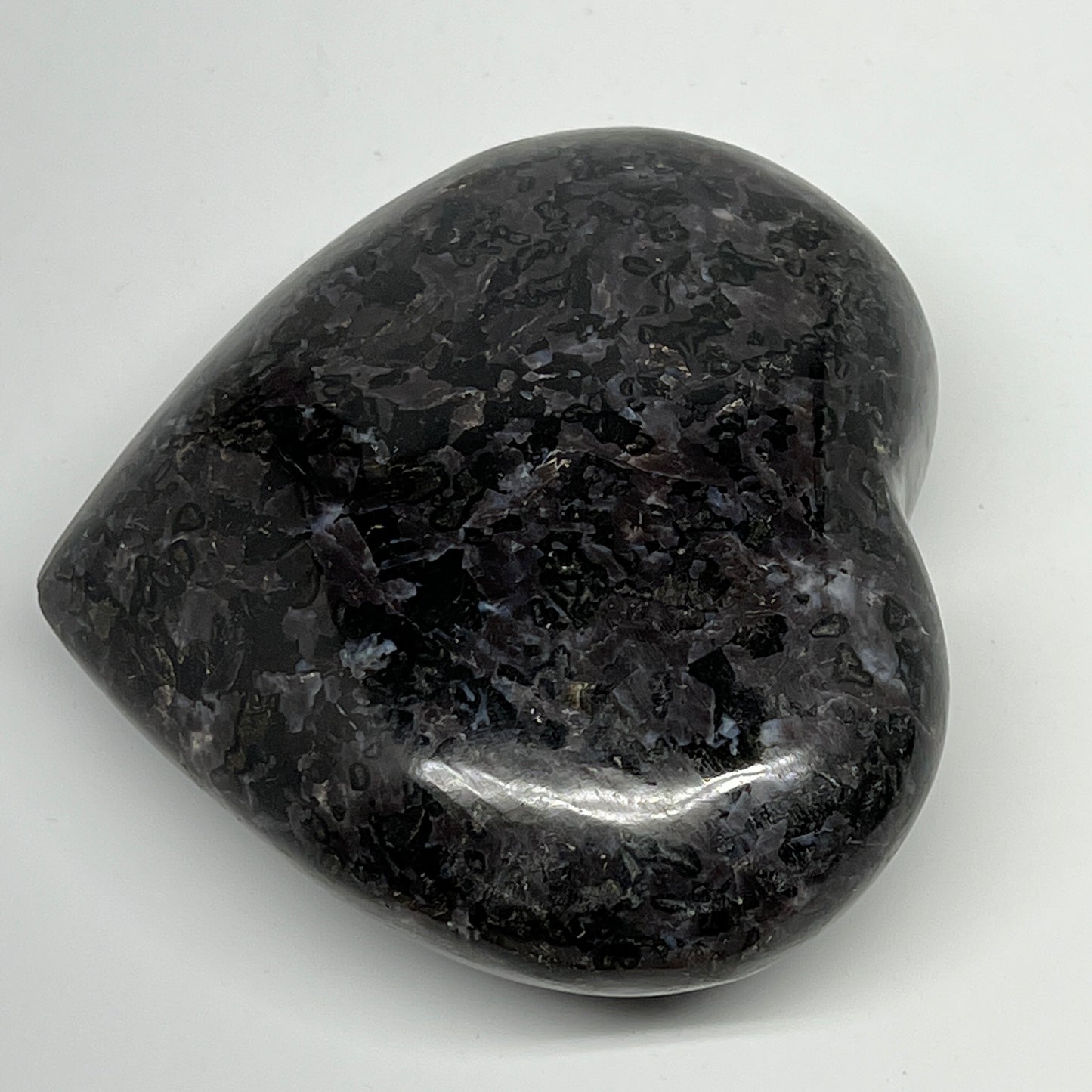 510g,3.5"x4"x1.5" Indigo Gabro Merlinite Heart Gemstone @Madagascar,B19946