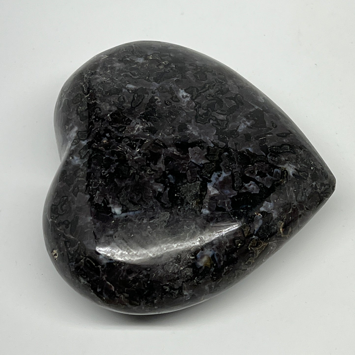 510g,3.5"x4"x1.5" Indigo Gabro Merlinite Heart Gemstone @Madagascar,B19946