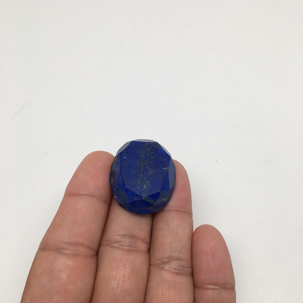 9.1Grams Natural Faceted Oval Lapis Lazuli Cabochon Flat Bottom @Afghanistan,C44