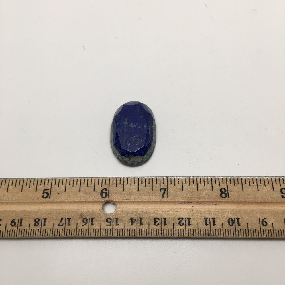 9.7Grams Natural Faceted Oval Lapis Lazuli Cabochon Flat Bottom @Afghanistan,C44 - watangem.com