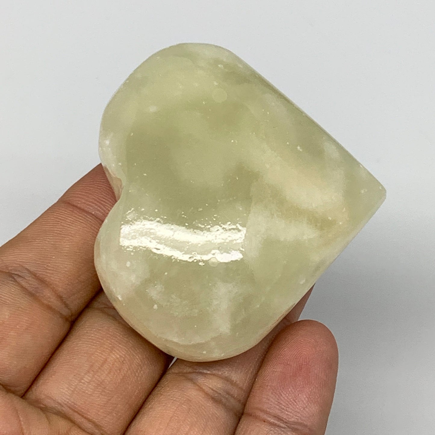 96.9g, 2.1"x2.3"x1" Natural Green Onyx Heart Polished Healing Crystal, B7677