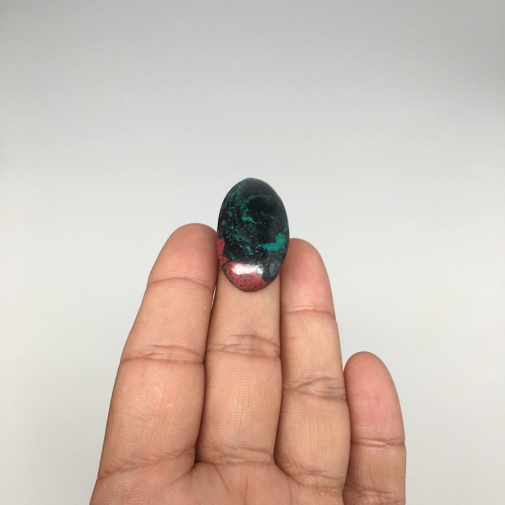 10g, 1.4"x0.7"x8mm Sonora Sunset Chrysocolla Cuprite Cabochon @Mexico,SC412 - watangem.com