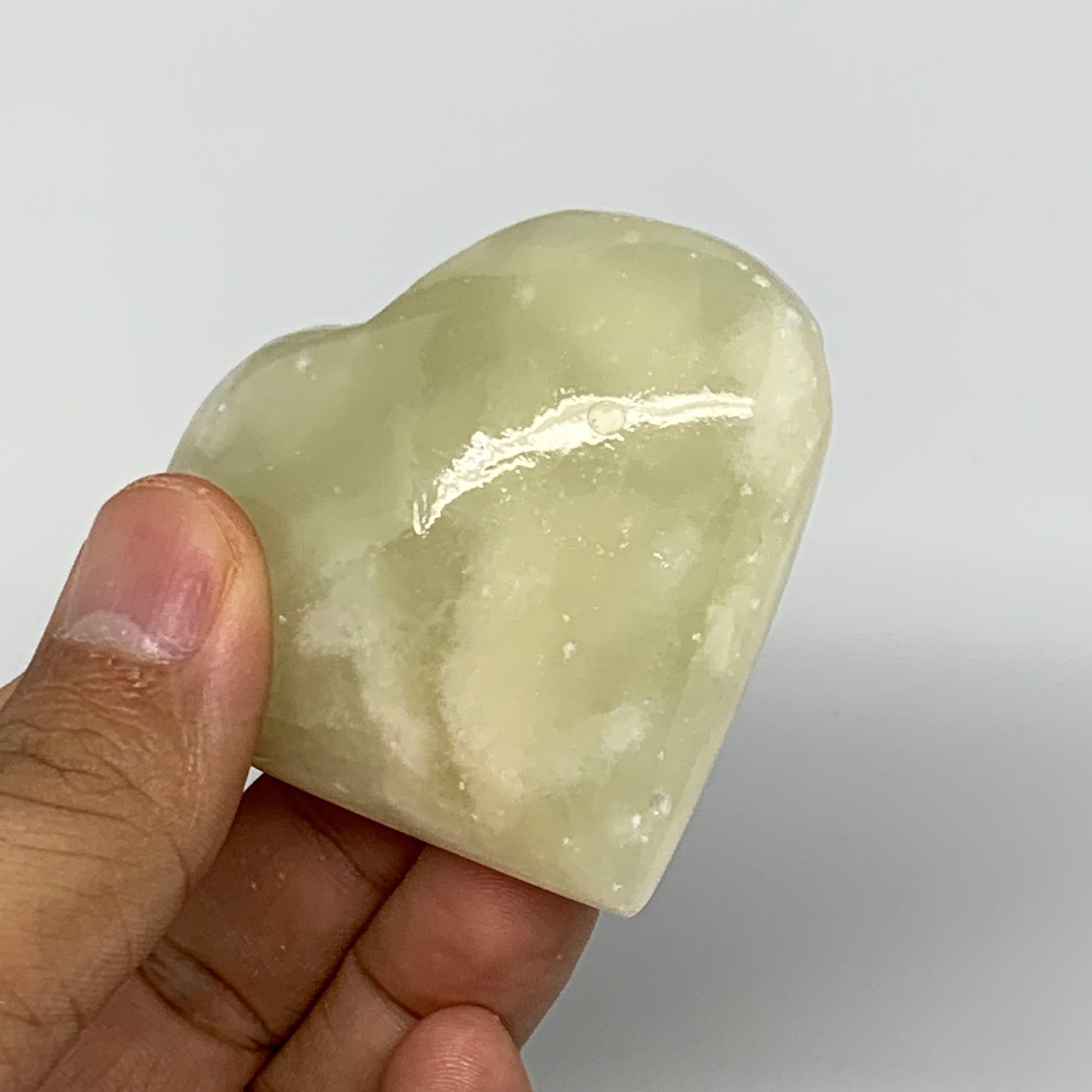 96.9g, 2.1"x2.3"x1" Natural Green Onyx Heart Polished Healing Crystal, B7677