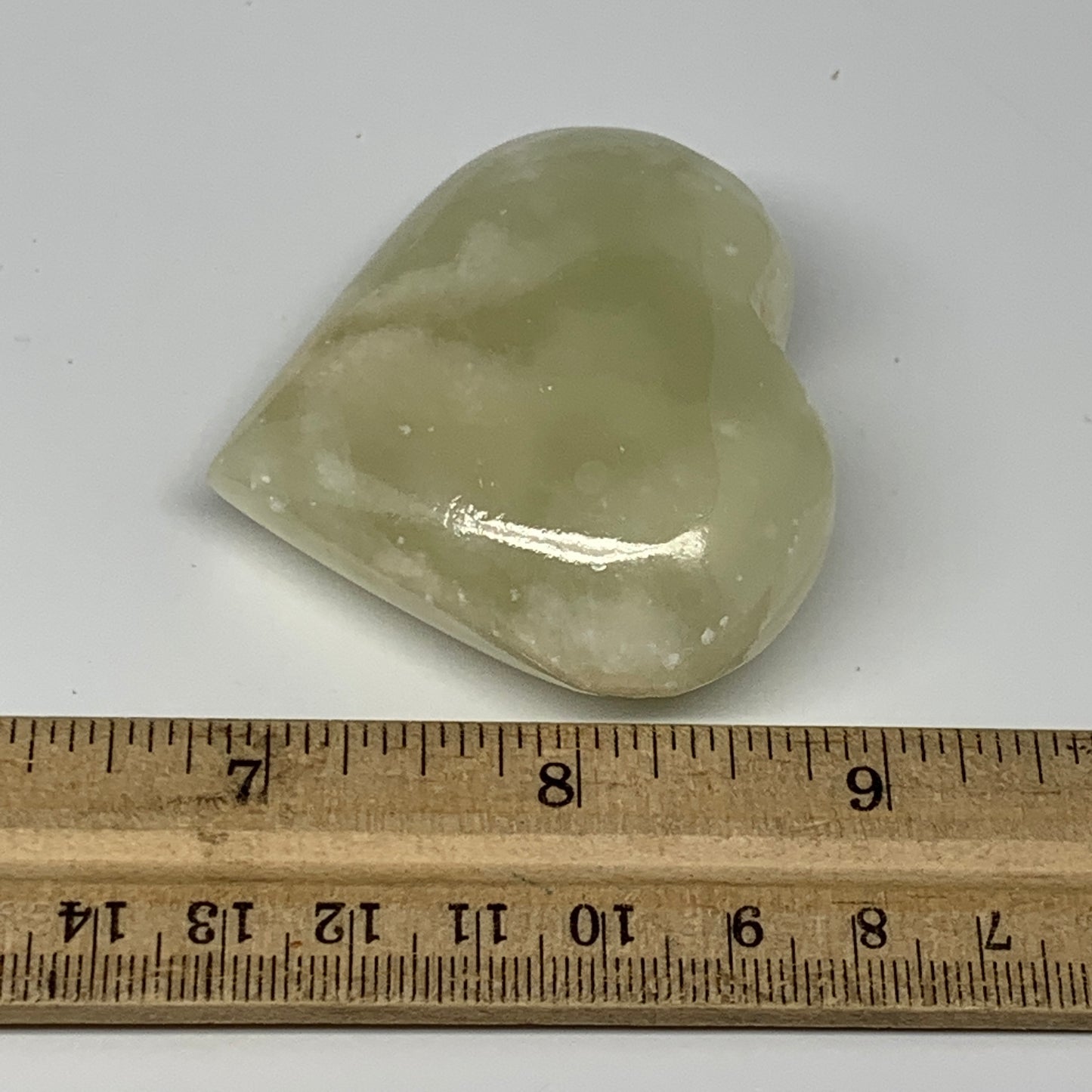 96.9g, 2.1"x2.3"x1" Natural Green Onyx Heart Polished Healing Crystal, B7677