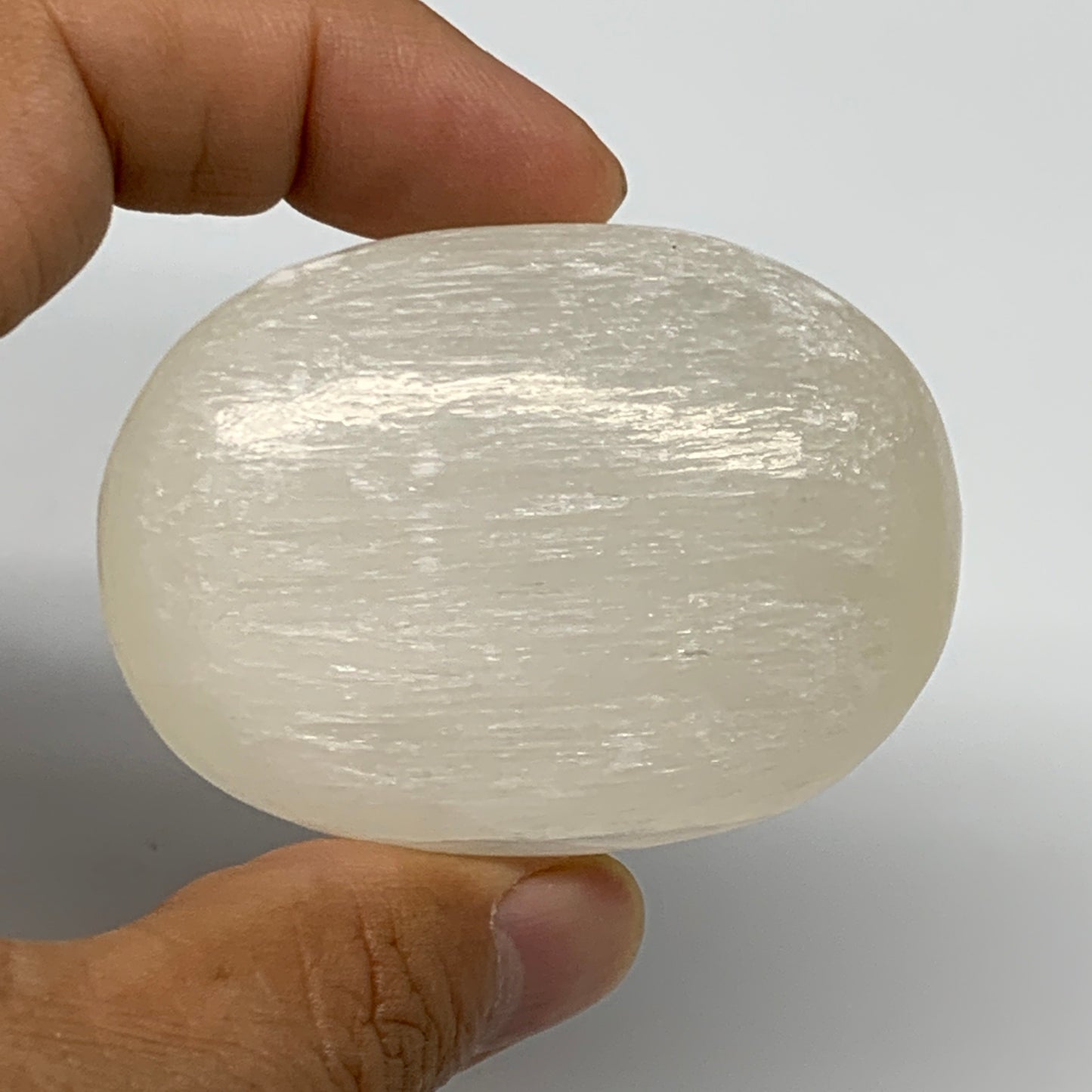 85g, 2.3"x1.7"x1", White Satin Spar (Selenite) Palmstone Crystal Gypsum, B22605