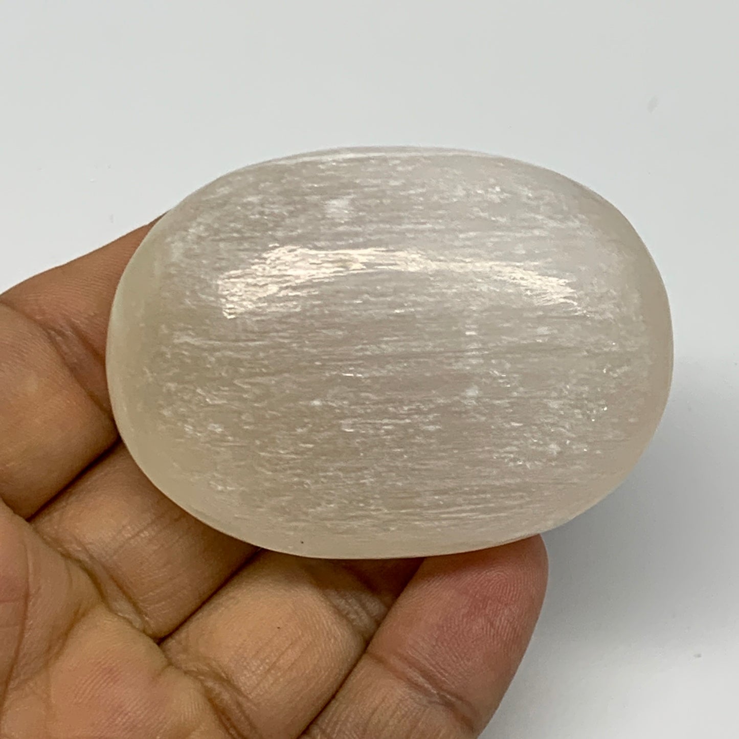 85g, 2.3"x1.7"x1", White Satin Spar (Selenite) Palmstone Crystal Gypsum, B22605