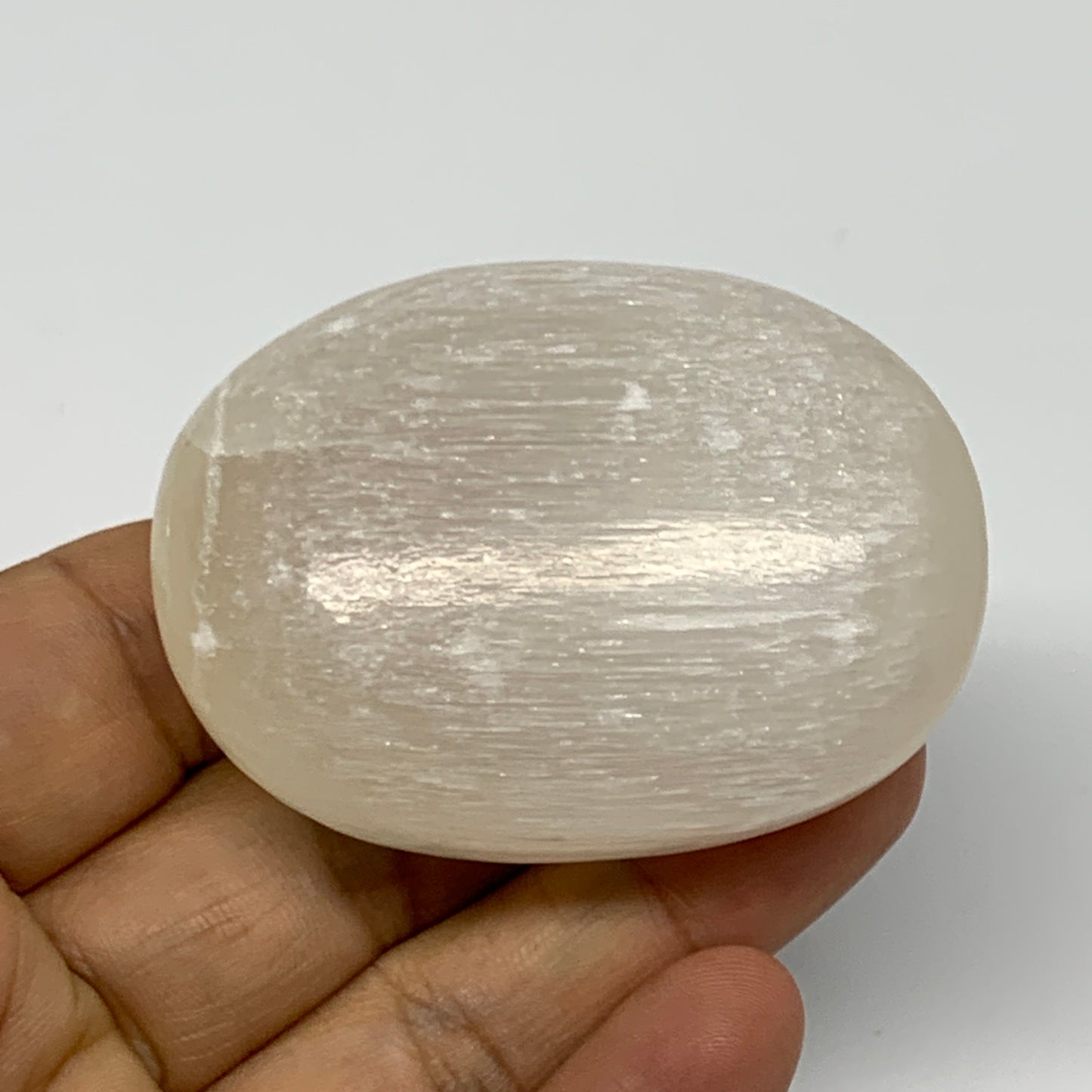 85g, 2.3"x1.7"x1", White Satin Spar (Selenite) Palmstone Crystal Gypsum, B22605